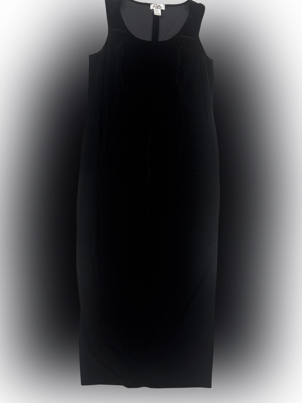 Vtg 90’s Patra Black Velvet Sleeveless Maxi Dress w/ High Slit in Back